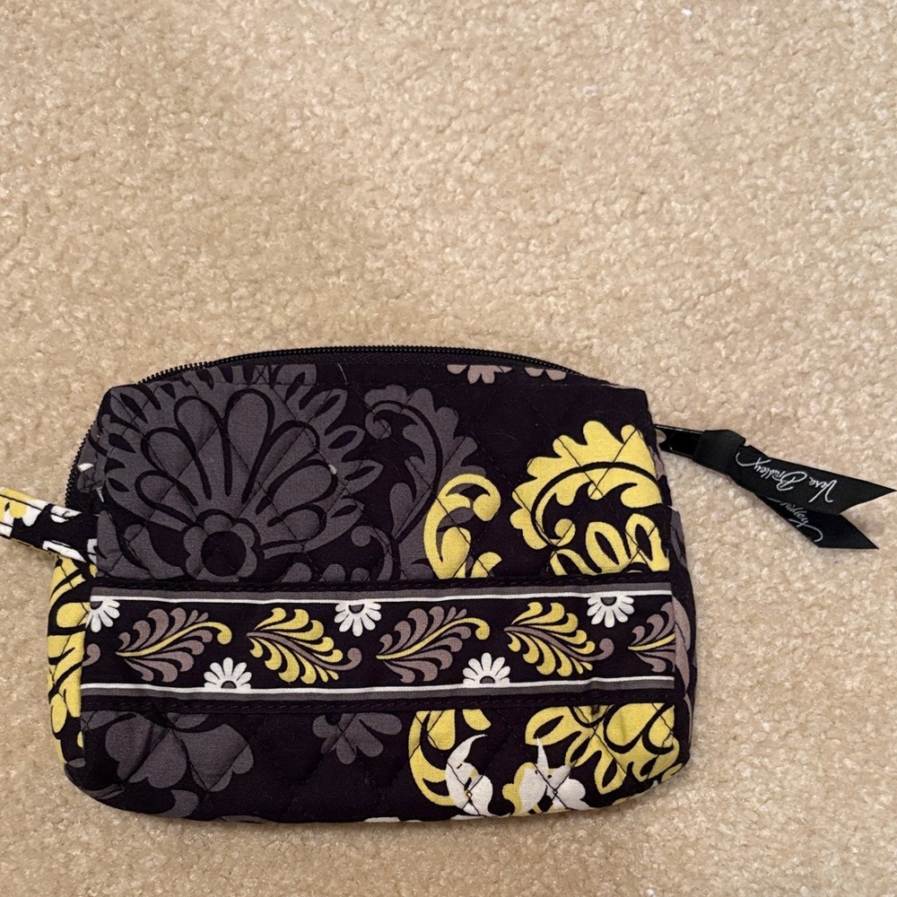 Vera Bradley Black and Yellow Floral Cosmetic Bag